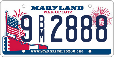 MD license plate 9BM2888