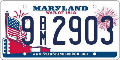 MD license plate 9BM2903