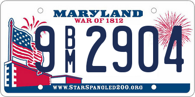 MD license plate 9BM2904