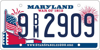 MD license plate 9BM2909