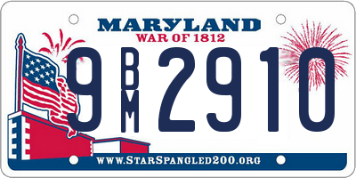 MD license plate 9BM2910