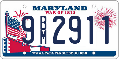 MD license plate 9BM2911