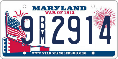 MD license plate 9BM2914