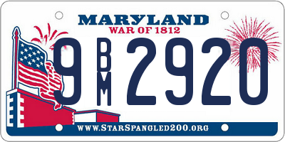 MD license plate 9BM2920
