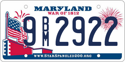 MD license plate 9BM2922