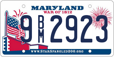 MD license plate 9BM2923