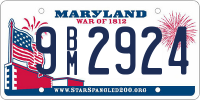 MD license plate 9BM2924