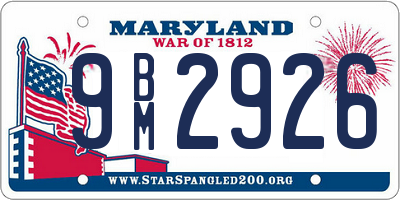 MD license plate 9BM2926