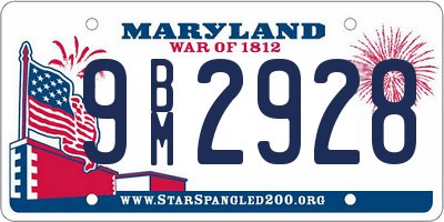 MD license plate 9BM2928