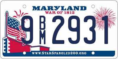 MD license plate 9BM2931