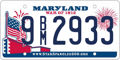 MD license plate 9BM2933