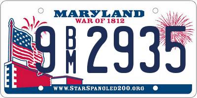 MD license plate 9BM2935