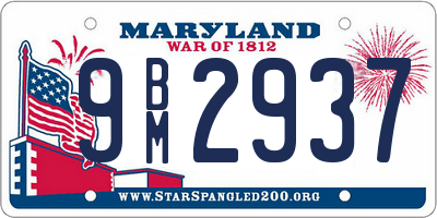 MD license plate 9BM2937