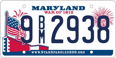 MD license plate 9BM2938