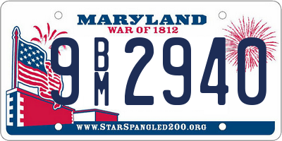 MD license plate 9BM2940