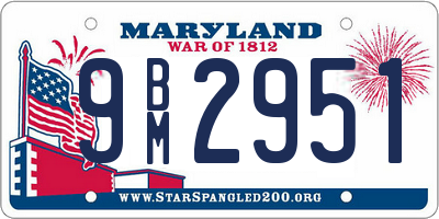 MD license plate 9BM2951