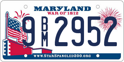 MD license plate 9BM2952