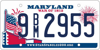 MD license plate 9BM2955
