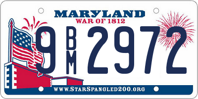 MD license plate 9BM2972