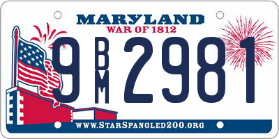 MD license plate 9BM2981