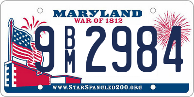 MD license plate 9BM2984