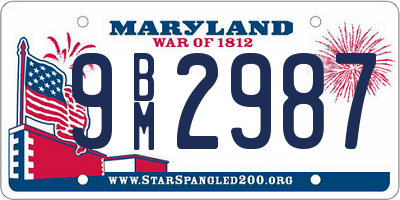 MD license plate 9BM2987