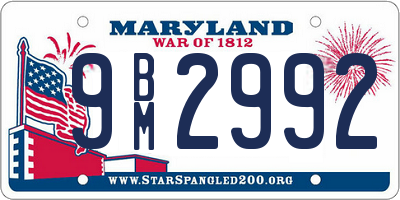 MD license plate 9BM2992