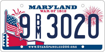 MD license plate 9BM3020