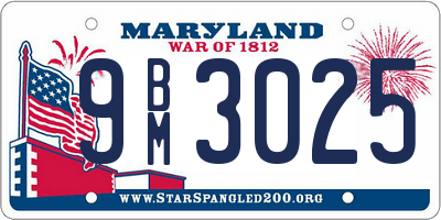 MD license plate 9BM3025