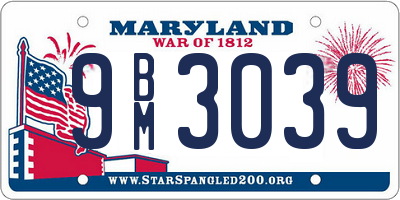 MD license plate 9BM3039