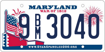 MD license plate 9BM3040