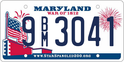 MD license plate 9BM3041