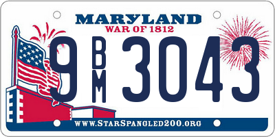 MD license plate 9BM3043