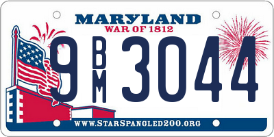 MD license plate 9BM3044