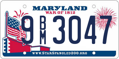 MD license plate 9BM3047