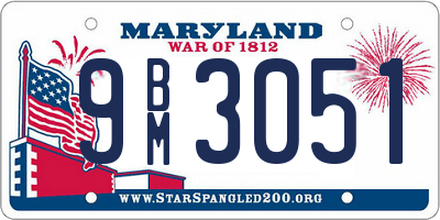 MD license plate 9BM3051