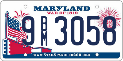 MD license plate 9BM3058