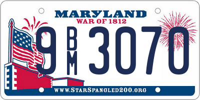 MD license plate 9BM3070