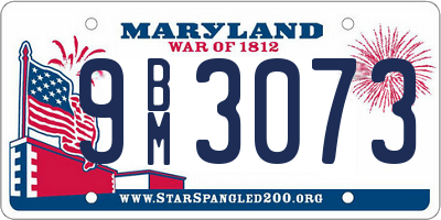 MD license plate 9BM3073