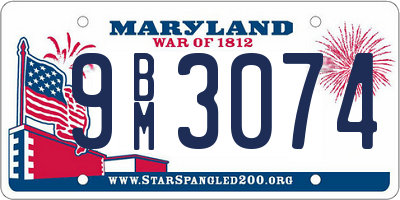 MD license plate 9BM3074