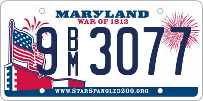 MD license plate 9BM3077