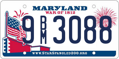 MD license plate 9BM3088