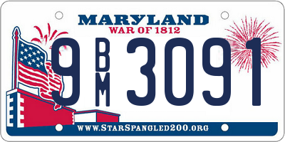 MD license plate 9BM3091