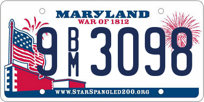 MD license plate 9BM3098