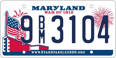 MD license plate 9BM3104