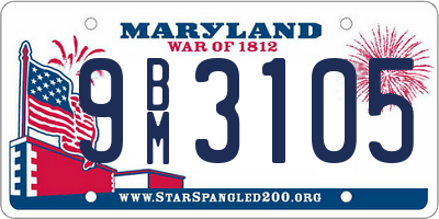 MD license plate 9BM3105