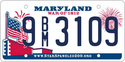 MD license plate 9BM3109