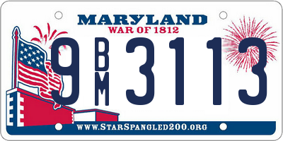 MD license plate 9BM3113