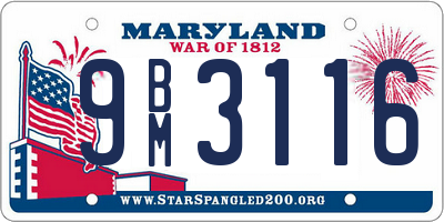 MD license plate 9BM3116