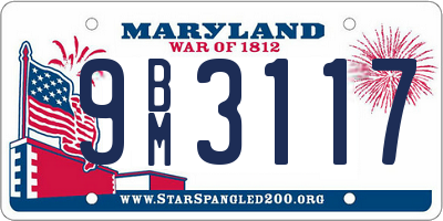 MD license plate 9BM3117